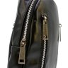 Черная сумка-слинг из натуральной гладкой кожи на молниевой застежке TARWA (21656) - 7
