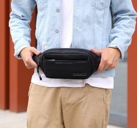 Мужская текстильная сумка бананка черного цвета Confident 90736