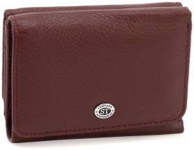Шкіряний гаманець жіночий малого розміру з магнітною застібкою ST Leather 90836 бордовий колір