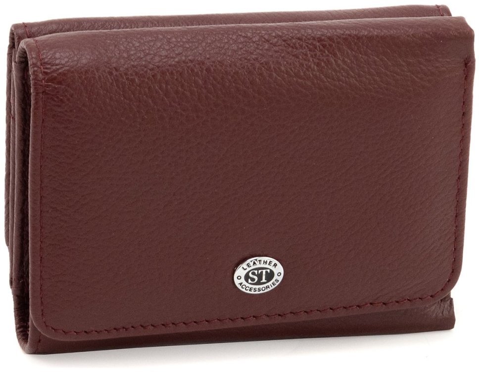 Шкіряний гаманець жіночий малого розміру з магнітною застібкою ST Leather 90836 бордовий колір modnotak фото №1