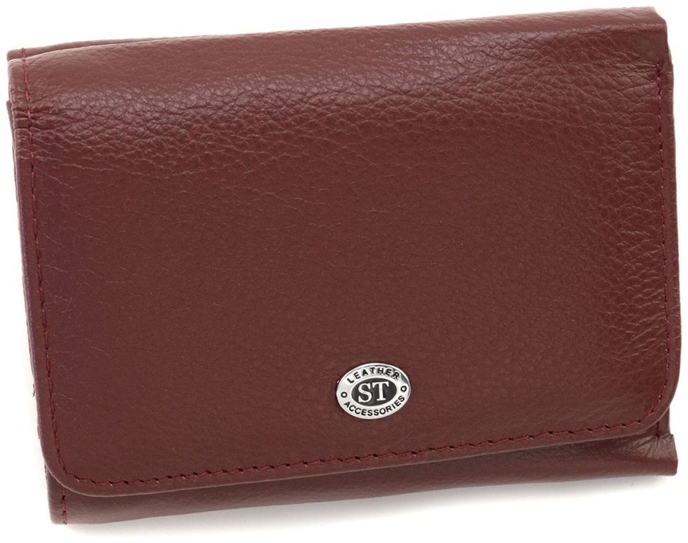 Шкіряний гаманець жіночий малого розміру з магнітною застібкою ST Leather 90836 бордовий колір modnotak фото №3