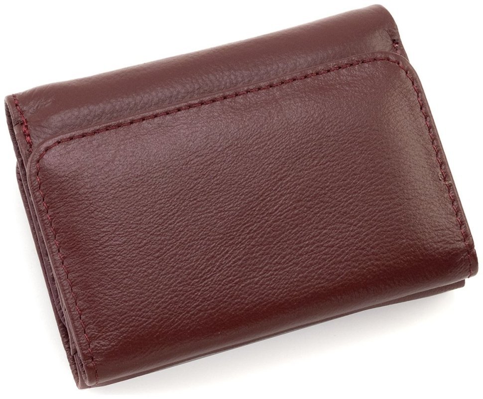 Шкіряний гаманець жіночий малого розміру з магнітною застібкою ST Leather 90836 бордовий колір modnotak фото №4