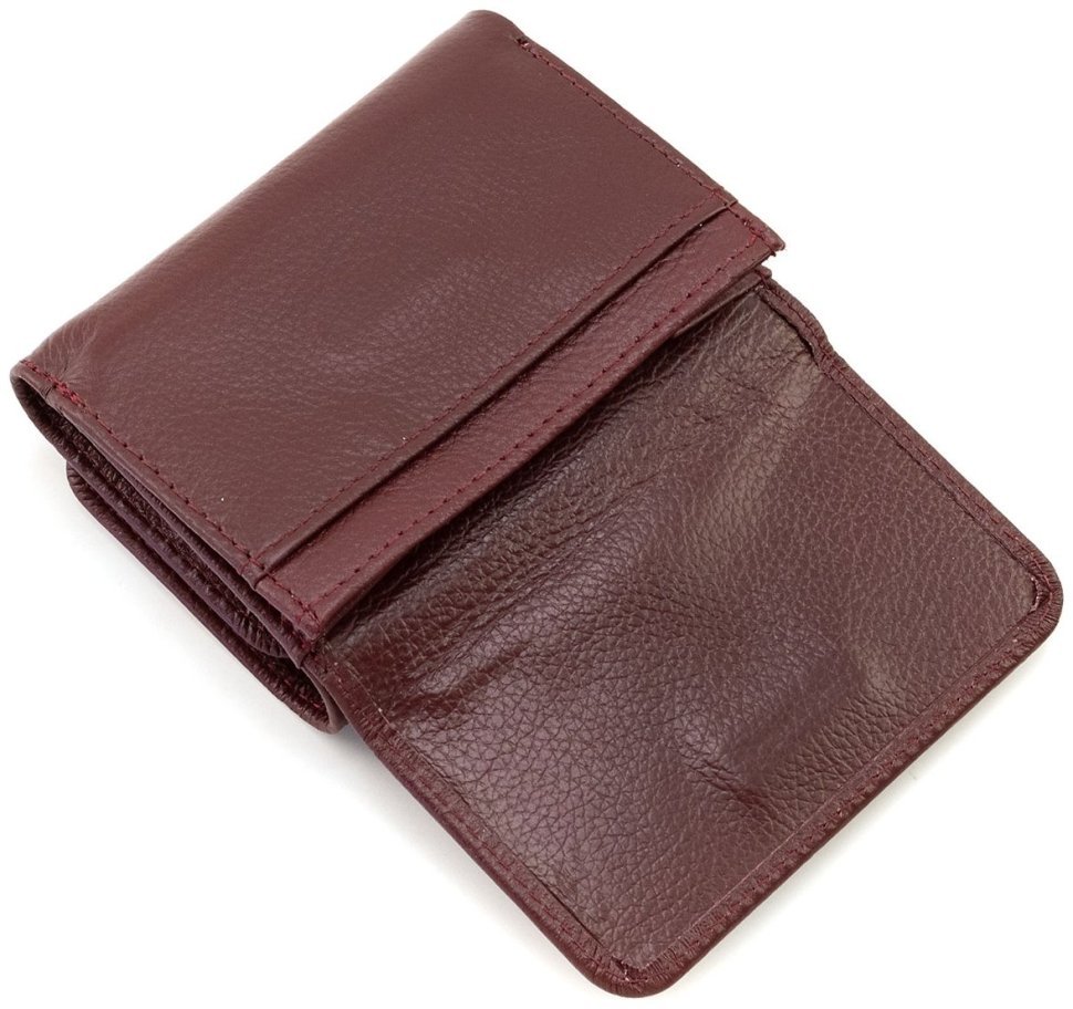 Шкіряний гаманець жіночий малого розміру з магнітною застібкою ST Leather 90836 бордовий колір modnotak фото №5