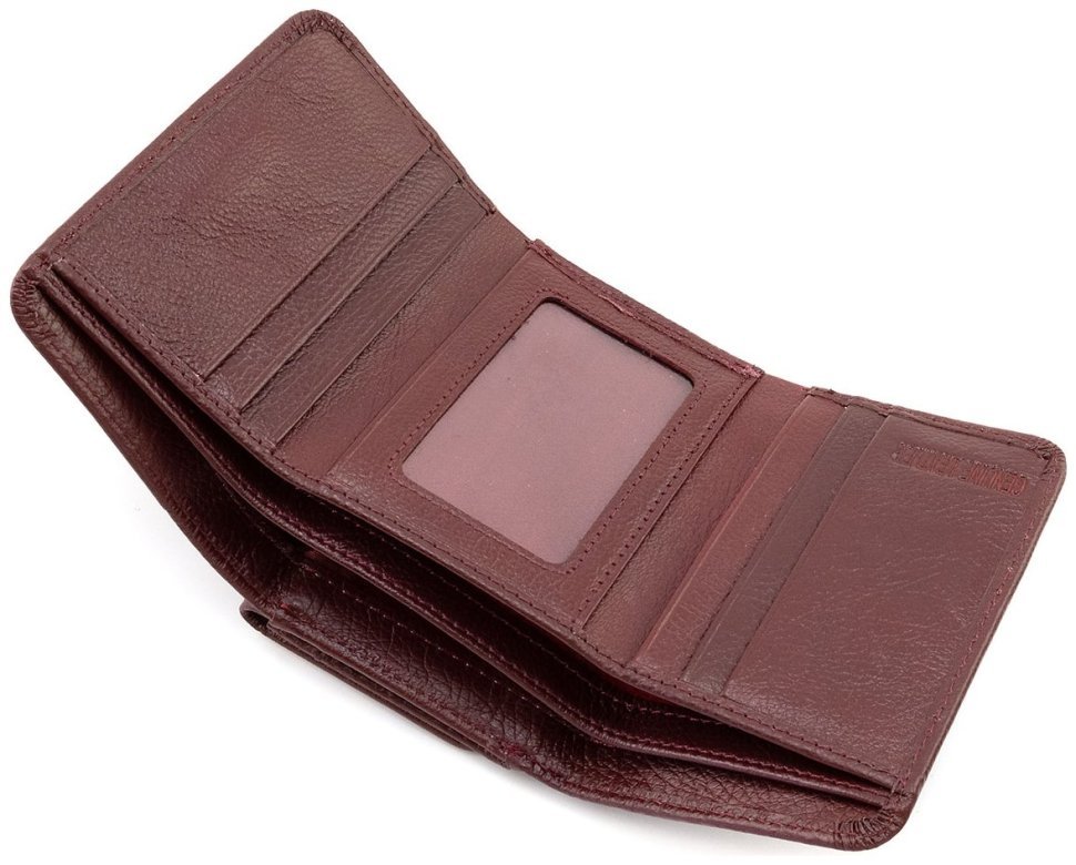 Шкіряний гаманець жіночий малого розміру з магнітною застібкою ST Leather 90836 бордовий колір modnotak фото №8