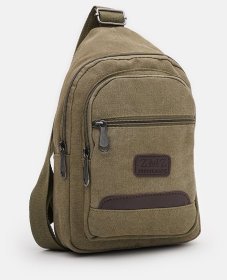 Мужская сумка-слинг из плотного текстиля в зеленом цвете Monsen 71536