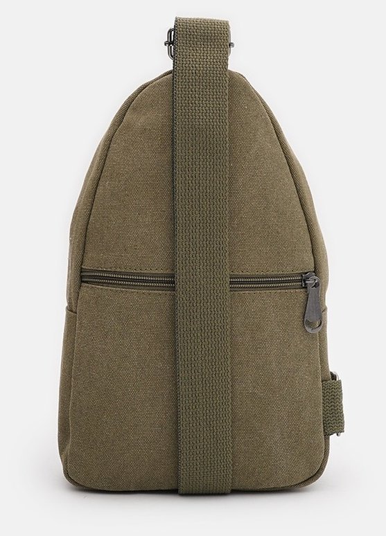Чоловіча сумка-слінг із щільного текстилю в зеленому кольорі Monsen 71536