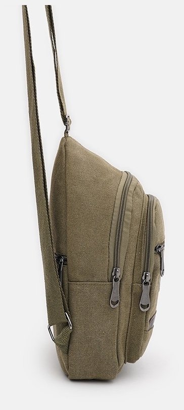 Чоловіча сумка-слінг із щільного текстилю в зеленому кольорі Monsen 71536
