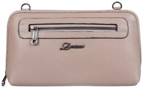 Пудровая женская сумка-клатч небольшого размера из фактурной кожи Desisan 81636