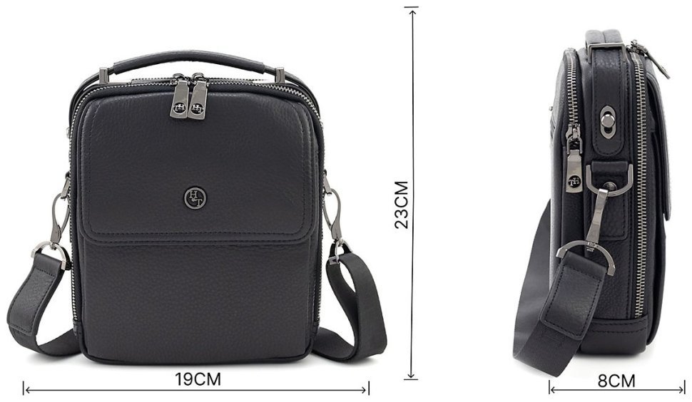 Чоловіча шкіряна сумка з каркасом жорсткості H.T Leather (10260) modnotak фото №3