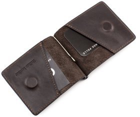 Недорогой зажим из коричневой кожи Grande Pelle (13169)