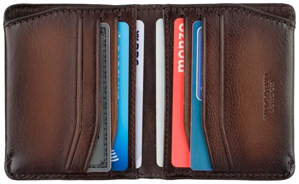 Чоловіче шкіряне портмоне коричневого кольору під купюри та картки Visconti 81936 modnotak фото №6
