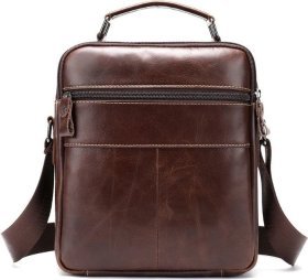 Коричневая барсетка из натуральной кожи на две молнии Vintage (14835)