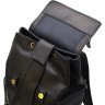 Черный городской рюкзак большого размера из натуральной кожи с клапаном TARWA (19804) - 8