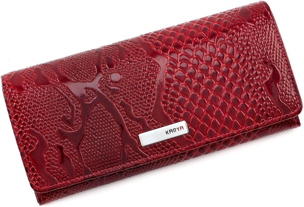 Зручний гаманець з лакової шкіри червоного кольорі KARYA (1064-019)