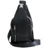 Повседневная мужская сумка слинг из кожи с тиснением под крокодила Vip Collection 102636 черного цвета фото №2 Повседневная мужская сумка слинг из кожи с тиснением под крокодила Vip Collection 102636 черного цвета modnotak фото - 2