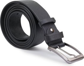 Длинный мужской ремень черного цвета из натуральной кожи Vintage (2420731)