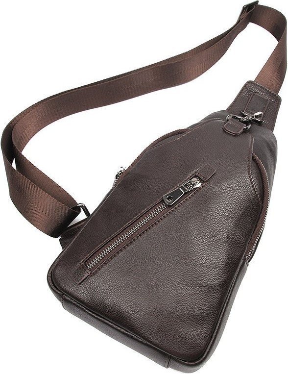 Стильна сумка - рюкзак з фактурної шкіри коричневого кольору VINTAGE STYLE (14952)