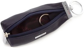 Фирменная синего цвета кожаная ключница Karya (40025)