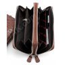 Элитный лакированный коричневый женский кожаный кошелек на две молнии турецкого производства Karya (17356) - 2