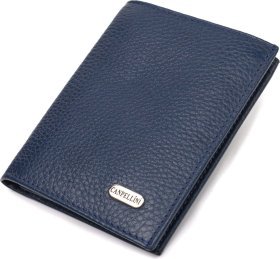 Чоловічий компактний гаманець вертикального типу із натуральної шкіри в синьому кольорі CANPELLINI (2421872)