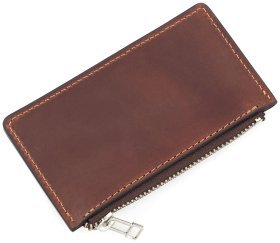 Картхолдер цвета коньяк из винтажной кожи Grande Pelle (13289)