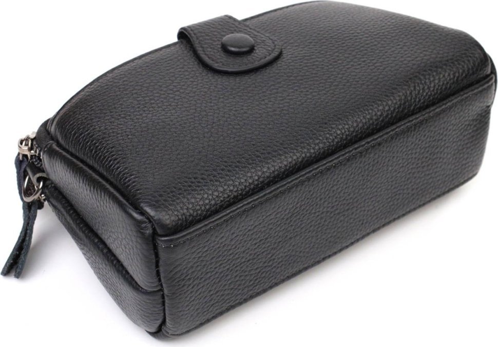 Компактна жіноча сумка через плече із натуральної шкіри чорного кольору Vintage (2422086)