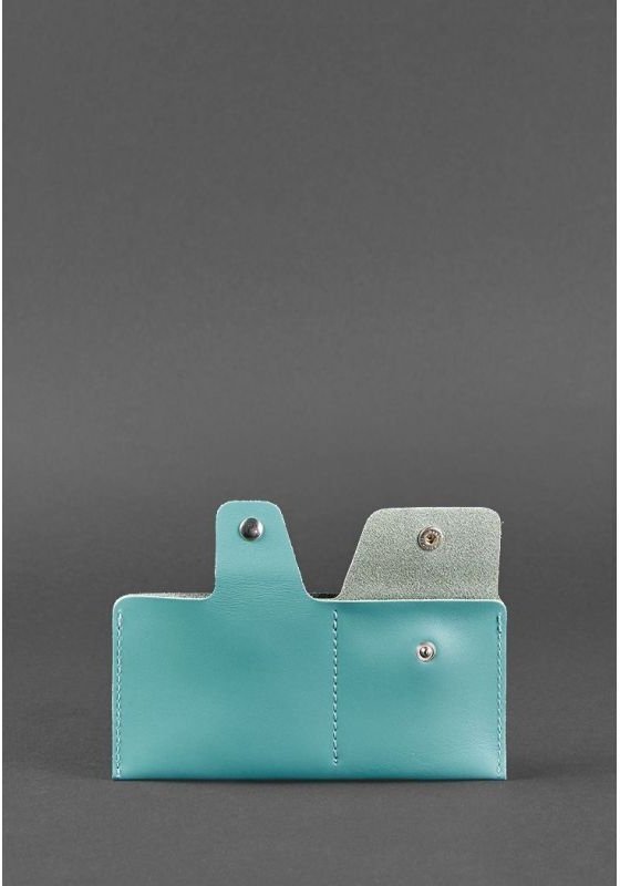 Бірюзовий гаманець з якісної шкіри на кнопках BlankNote (12550)