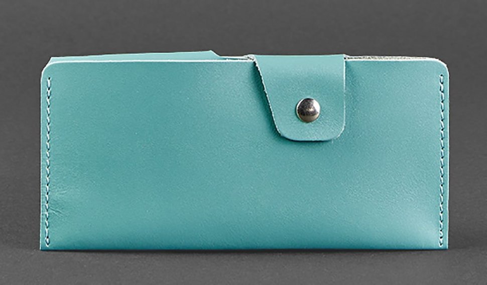 Бірюзовий гаманець з якісної шкіри на кнопках BlankNote (12550)