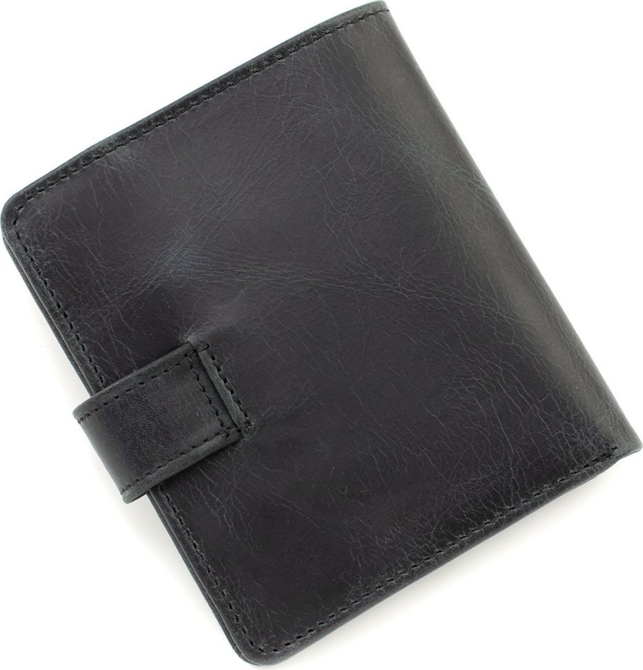 Черное мужское портмоне из натуральной кожи в стиле винтаж Karya (18216)