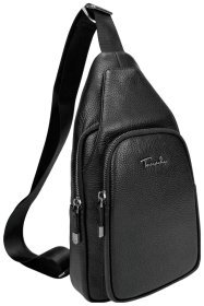 Містка чоловіча сумка-рюкзак із зернистої шкіри чорного кольору Tavinchi 93736