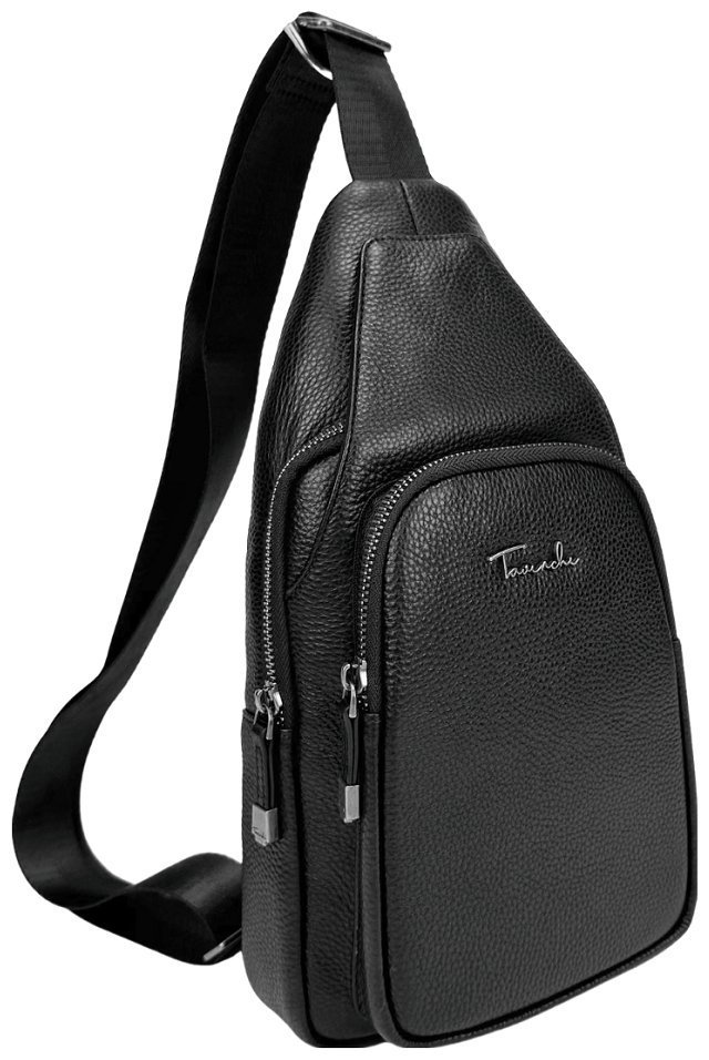 Вместительная мужская сумка-рюкзак из зернистой кожи черного цвета Tavinchi 93736 modnotak фото №1