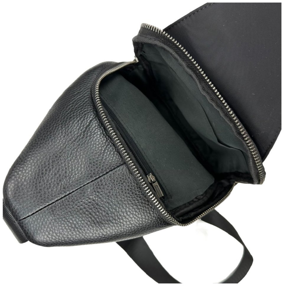 Вместительная мужская сумка-рюкзак из зернистой кожи черного цвета Tavinchi 93736 modnotak фото №2