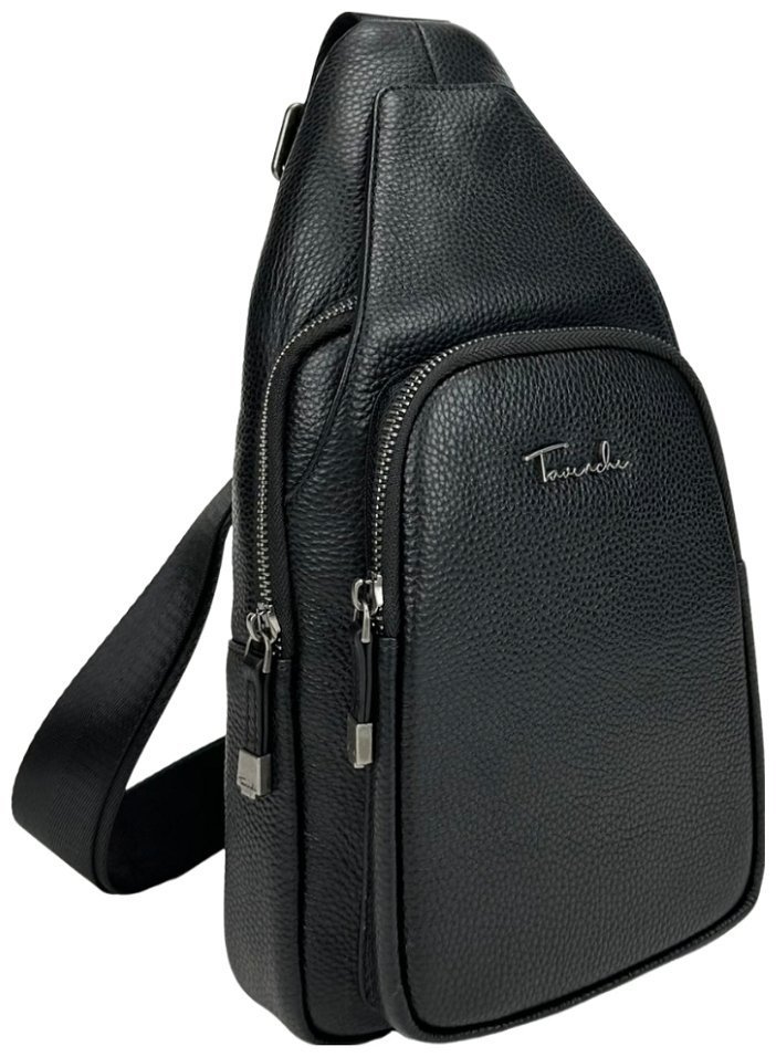 Вместительная мужская сумка-рюкзак из зернистой кожи черного цвета Tavinchi 93736 modnotak фото №3