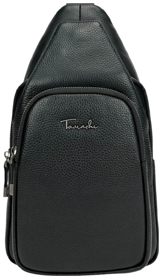 Вместительная мужская сумка-рюкзак из зернистой кожи черного цвета Tavinchi 93736 modnotak фото №4