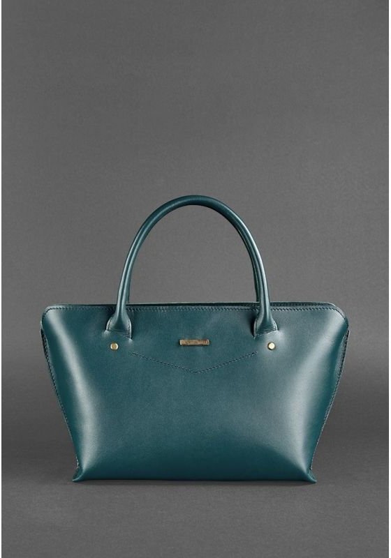 Вместительная сумка зеленого цвета из натуральной кожи BlankNote Midi (12723)