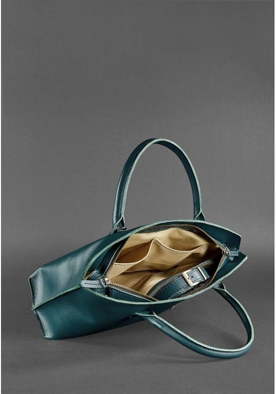 Вместительная сумка зеленого цвета из натуральной кожи BlankNote Midi (12723)