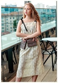 Набор женских сумок-кроссбоди темно-бежевого цвета из натуральной кожи BlankNote Mini (12801)