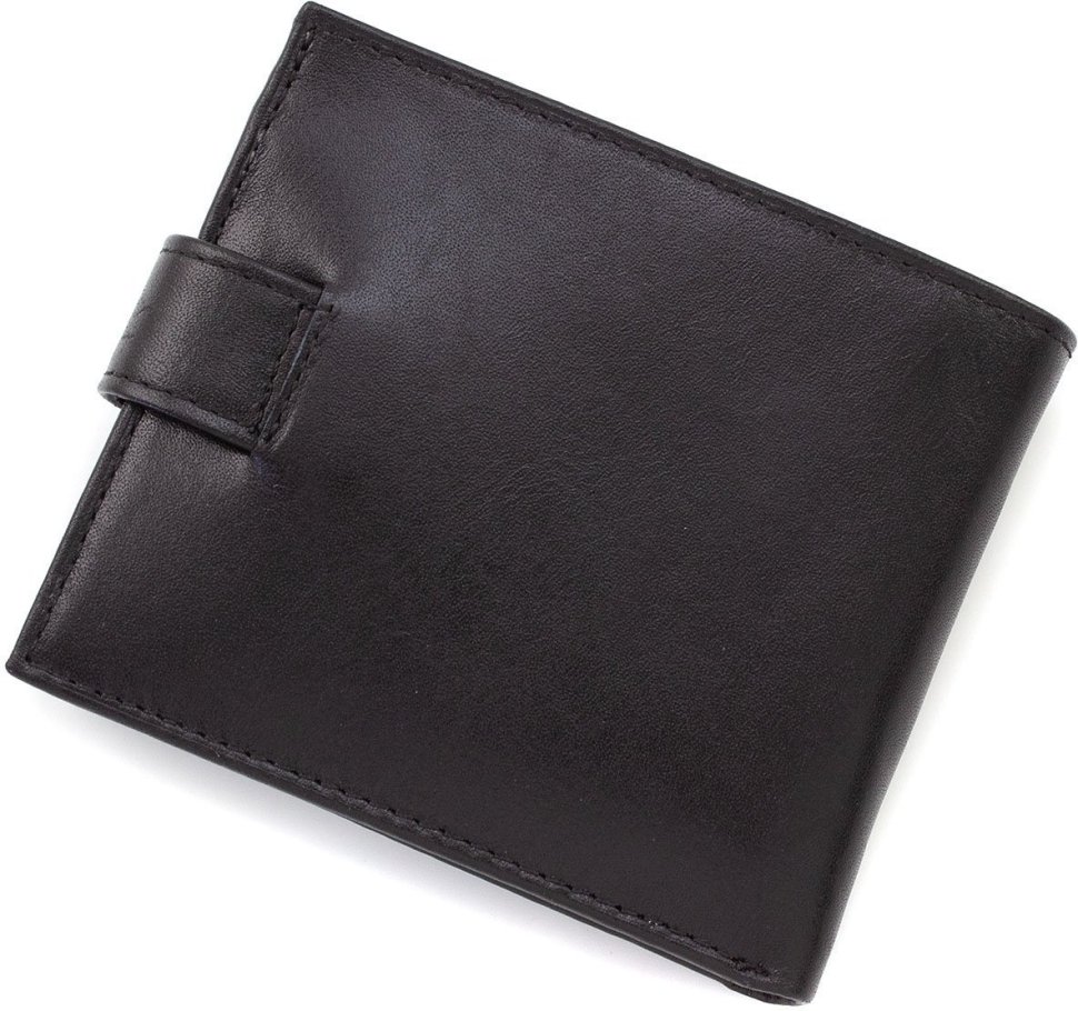 Черное мужское портмоне маленького размера из гладкой кожи KARYA (19009)