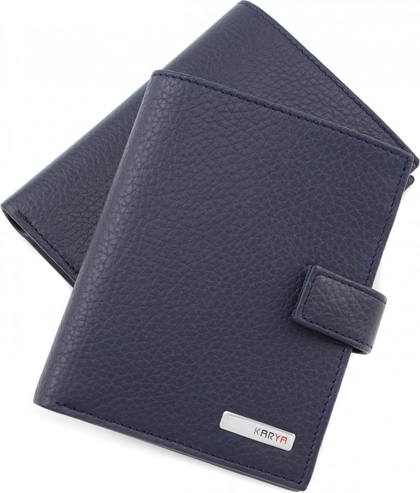 Молодежное портмоне синего цвета из фактурной кожи KARYA (0912-44)