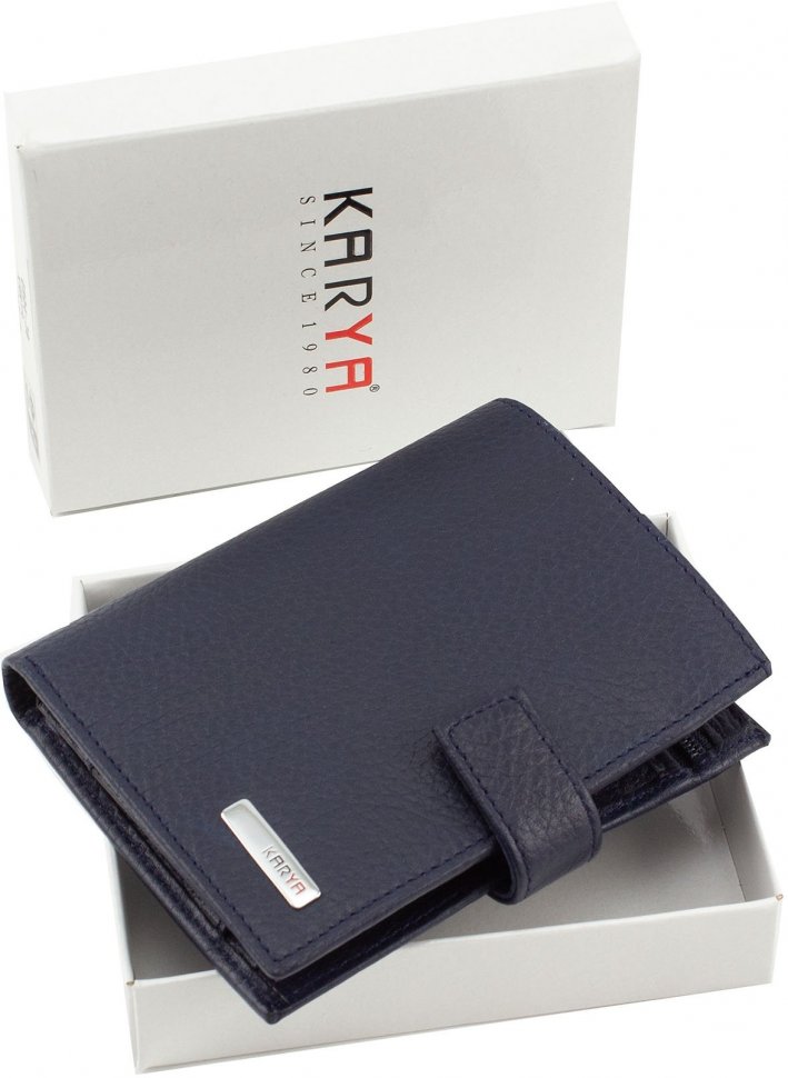 Молодежное портмоне синего цвета из фактурной кожи KARYA (0912-44)