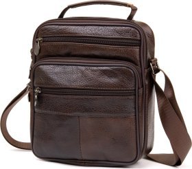 Темно-коричневая мужская сумка-барсетка из натуральной кожи на одно отделение Vintage (20456)