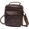Темно-коричнева чоловіча сумка-барсетка з натуральної шкіри на одне відділення Vintage (20456) - 1