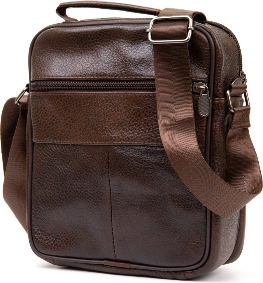 Темно-коричнева чоловіча сумка-барсетка з натуральної шкіри на одне відділення Vintage (20456)