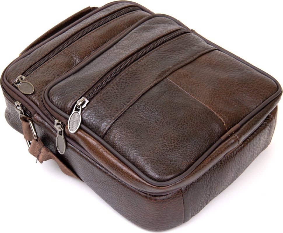 Темно-коричнева чоловіча сумка-барсетка з натуральної шкіри на одне відділення Vintage (20456)