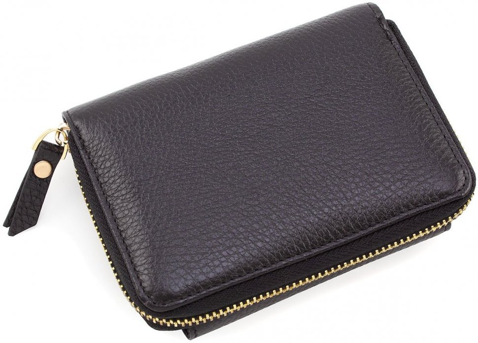 Вертикальний чорний гаманець з натуральної шкіри Tony Bellucci (10789)