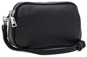 Наплічна кроссбоді сумка для жінок зі шкіри флотар Borsa Leather 104536 чорного кольору