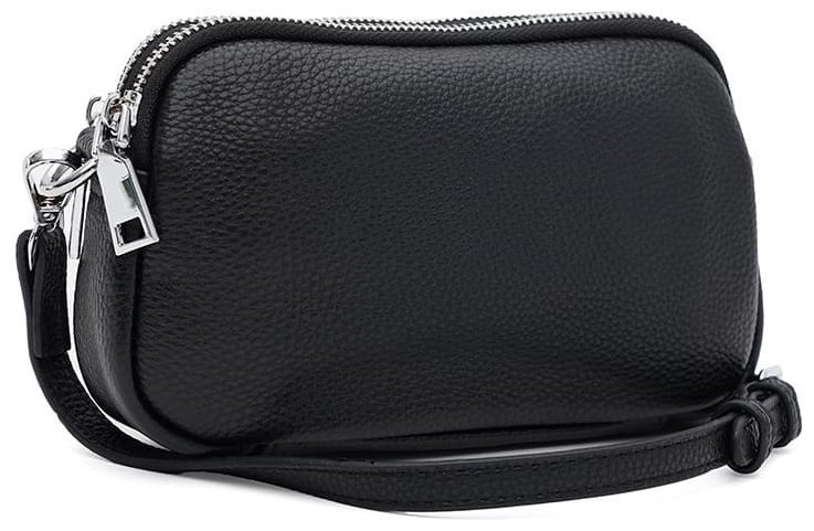 Наплічна кроссбоді сумка для жінок зі шкіри флотар Borsa Leather 104536 чорного кольору modnotak фото №1