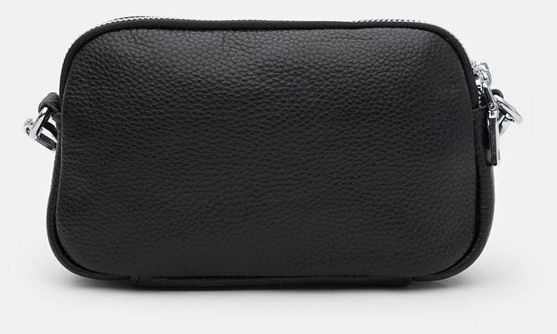 Наплічна кроссбоді сумка для жінок зі шкіри флотар Borsa Leather 104536 чорного кольору modnotak фото №3