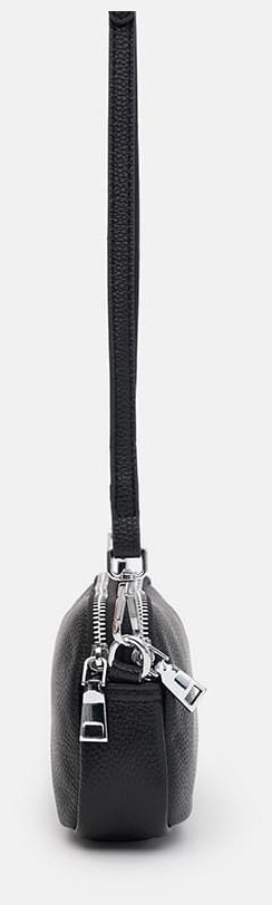 Наплічна кроссбоді сумка для жінок зі шкіри флотар Borsa Leather 104536 чорного кольору modnotak фото №4