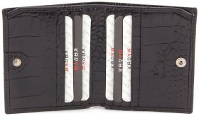 Маленькое кожаное портмоне черного цвета без монетницы KARYA (0906-53)